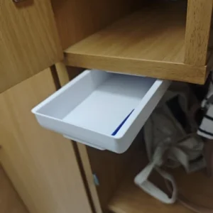 1pc White SelfAdhesive Storage Drawer Box Makeup Pencil Tray Desk Hidden Under Desk Stand Self-adhesive Under-drawer Storage Box