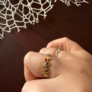Colorful Tiny Round Rings For Women Stainless Steel Gold Color Adjustable Wedding Ring Luxury Aesthetic Jewlery Couple Gift