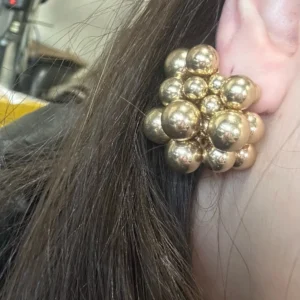 Ingemark Unique Braided CCB Plastic Ball Bead Stud Earrings for Women Trendy Goth Gold Color Piercing Earring Party Jewelry Gift