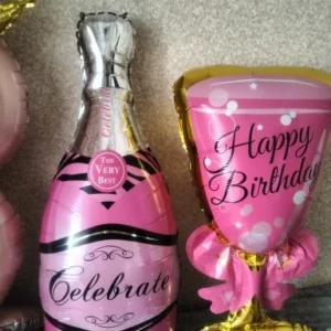 Pink Balloon Champagne Bowknot Wine Cup Wedding Birthday Party Decoration Adult Children Balloon Event Party Supplies