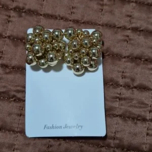 Ingemark Unique Braided CCB Plastic Ball Bead Stud Earrings for Women Trendy Goth Gold Color Piercing Earring Party Jewelry Gift