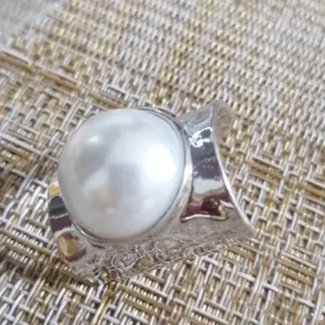 Ingemark Punk Exaggerated Irregular Metal Wide Open Adjustable Rings for Women Imitation Pearl Geometric Finger Ring Men Jewelry