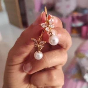Butterfly Zircon Stainless Steel Pearl Earrings For Women Gold Plated Piercing Earring Aesthetic Luxury Jewelry Gift 2023 New