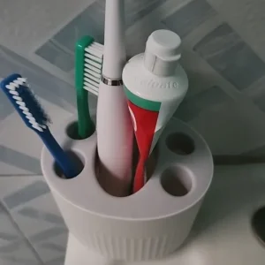 4 Slot Toothbrush Holder ABS Plastic Bathroom Organizer Freestanding Toothpaste Stand with Drain Holes for Home Gift Festival