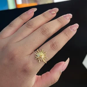 Stainless Steel Sun Rings For Women Gold Color Sun Butterfly Finger Adjustable Ring Aesthetic Fashion Wedding Jewelry Gift 2024