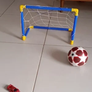 Indoor mini folding football soccer ball goal post net set pump kids sport outdoor home game toy child birthday gift plastic