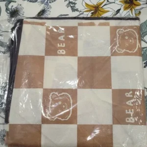 1Pc Portable Large Capacity Quilt Storage Bag Cute Bear Plaid Pattern Clothes Organizer Perfect Home Moving Storage Bag