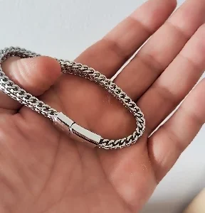 Stainless Steel Braided Double Row Front and Rear Fish Scale Alloy Magnetic Buckle Bracelet with Keel Jewelry New Model