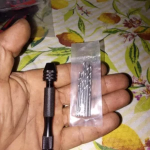 Mini Tool Set with Black Hand Twist Drill 10Pcs Fried Dough Twists Drill for Woodworking Drilling Rotary Wood Holes Tools