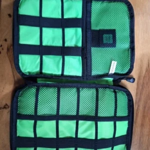 1pc Black Green Storage Bag Electronic Accessory Organizer Portable Usb Data Cable Charger Plug Travel Waterproof Organizer