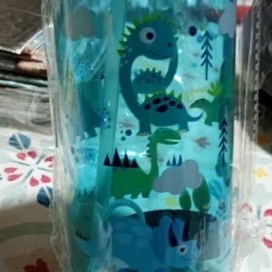 600ml Water Bottle With Silicone Straw, Portable Leakproof Bpa-free Dinosaur Rabbit Kids Cup Outdoor Camping Traveling Bottle