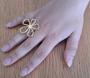 Stainless Steel Hollow Flower Open Rings for Women Trendy Aesthetic Wedding Couple Ring Femme Jewelry Accessories Gift anillos