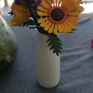 Striped Ceramic-Like Plastic Vase for Flowers, Decorative Floral Arrangement Display, Creative Little Flower Vase