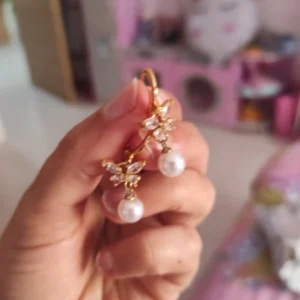 Butterfly Zircon Stainless Steel Pearl Earrings For Women Gold Plated Piercing Earring Aesthetic Luxury Jewelry Gift 2023 New