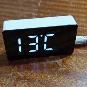 1Pc White LED Mirror Table Clock Snooze Display Time Night Light Desktop USB Alarm Clock Home Decor