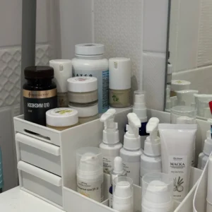1pc White New Drawer Makeup Storage Box Dormitory Finishing Plastic Shelf Cosmetics Skin Care Dressing Table Desktop