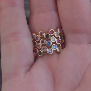 Colorful Tiny Round Rings For Women Stainless Steel Gold Color Adjustable Wedding Ring Luxury Aesthetic Jewlery Couple Gift