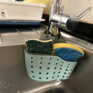1Pc Sky Blue Creative Sink Storage And Drainage Rack Hanging Bag Kitchen Faucet Adjustable Storage And Hanging Basket