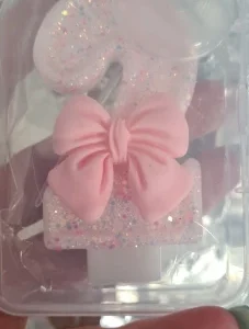 Cute Pink Bow 3D Number Cake Candles for Birthday Party Decorations Birthday Decoration Cake Decorating Tools