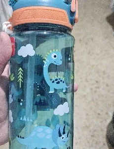 600ml Water Bottle With Silicone Straw, Portable Leakproof Bpa-free Dinosaur Rabbit Kids Cup Outdoor Camping Traveling Bottle