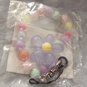 Phone Anti-lost Lanyard Key Short Wrist Pendant Colorful Macaron Round Bead Pendant Women's Hand-held Chain Mobile Phone Lanyard