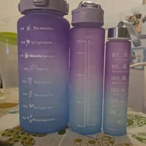 3Pcs Gradient Plastic Cup Set Large Capacity Sports Water Bottle Outdoor Travel Gym Fitness Jugs Student Portable Cup WIth Straw