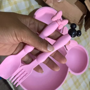 3 Pcs/Set Wheat Straw Children'S Tableware Set Kindergarten Baby Feeding Supplement Dinner Plate Bowl Spoon Fork Children'S Tabl