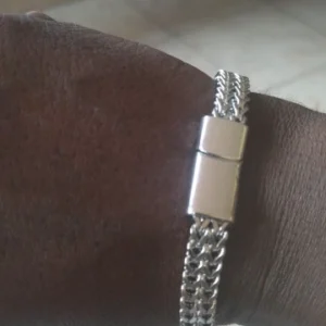 Stainless Steel Braided Double Row Front and Rear Fish Scale Alloy Magnetic Buckle Bracelet with Keel Jewelry New Model