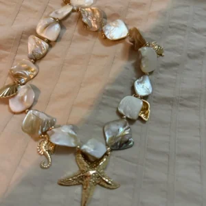 Ingemark Bohemian Irregular Chain Necklace for Women Summer Beach Vacation Starfish Conch Pendant Choker Necklace Y2K Jewelry