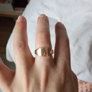 Rainbow Zircon Letter Rings For Women Fashion Chunky Wide Letter A-Z Stainless Steel Ring Wedding Boho Jewelry free shipping