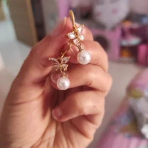 Butterfly Zircon Stainless Steel Pearl Earrings For Women Gold Plated Piercing Earring Aesthetic Luxury Jewelry Gift 2023 New