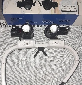 2LED headmounted lighting microlens with maintenance LED lamp magnifying glass, magnification 8x, 15x, 23x
