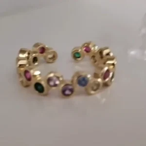 Colorful Tiny Round Rings For Women Stainless Steel Gold Color Adjustable Wedding Ring Luxury Aesthetic Jewlery Couple Gift