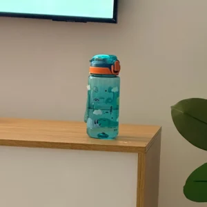600ml Water Bottle With Silicone Straw, Portable Leakproof Bpa-free Dinosaur Rabbit Kids Cup Outdoor Camping Traveling Bottle