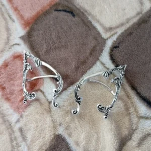 1Pair Goth Punk Fairy Elf Ear Cuff Earrings for Women Trendy Vintage Piercing Clip Earring Halloween Jewelry Accessories Gift
