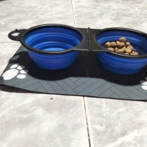 1-piece 2-in-1 foldable dual bowl feeding bowl portable outdoor travel dog and cat drinking bowl