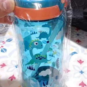 600ml Water Bottle With Silicone Straw, Portable Leakproof Bpa-free Dinosaur Rabbit Kids Cup Outdoor Camping Traveling Bottle