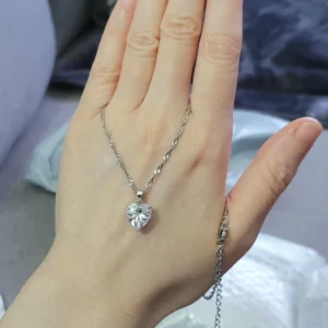 Heart Necklaces For Women Stainless Steel Gold Plated Chain Zircon Heart Pendant Choker Necklace Wedding Boho Jewelry Gift Femme