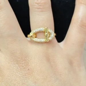Stainless Steel Oval Hollow Zircon Open Rings For Women Gold Color Trendy Wedding Aesthetic Ring Summer Jewelry Accessories BFF