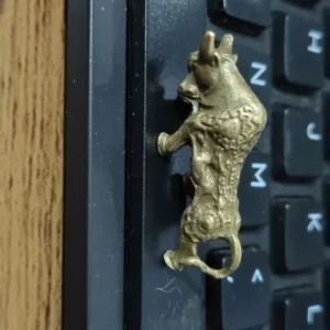 Brass Bullfighting Statue, Lucky Copper Animal Figurine, Wealth Bringing Miniature Ornament for Home & Office Desk Decor