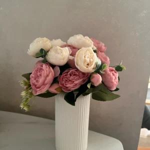 Striped Ceramic-Like Plastic Vase for Flowers, Decorative Floral Arrangement Display, Creative Little Flower Vase