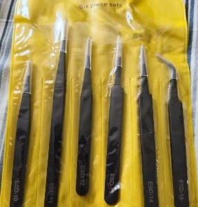 6pcs Precision Long Tweezers Set ESD Anti-Static Stainless SteelTweezers Repair Tools For Electronics Repair Soldering Craft