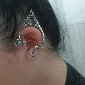 1Pair Goth Punk Fairy Elf Ear Cuff Earrings for Women Trendy Vintage Piercing Clip Earring Halloween Jewelry Accessories Gift