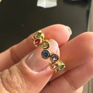 Colorful Tiny Round Rings For Women Stainless Steel Gold Color Adjustable Wedding Ring Luxury Aesthetic Jewlery Couple Gift
