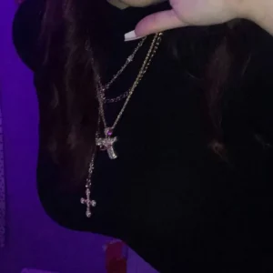 Ingemark Luxury Rhinestone Imitation Pearl Beads Chain Necklace Women Wed Bridal Vintage Jesus Cross Pendant Choker Y2K Jewelry