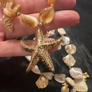 Ingemark Bohemian Irregular Chain Necklace for Women Summer Beach Vacation Starfish Conch Pendant Choker Necklace Y2K Jewelry