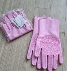 Dishwashing Cleaning Gloves Magic Silicone Rubber Dish Washing Gloves for Household Sponge Scrubber Kitchen Cleaning Tools