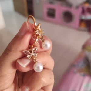Butterfly Zircon Stainless Steel Pearl Earrings For Women Gold Plated Piercing Earring Aesthetic Luxury Jewelry Gift 2023 New