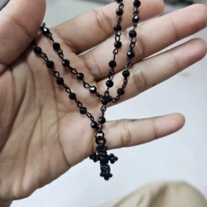 2Pcs/Set Gothic Black Cross Jesus Pendant Choker Necklace for Women Punk Vintage Metal Beads Chain Neck Jewelry Accessories New