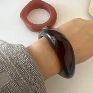 Ingemark Boho Brown Irregular Acrylic Resin Chunky Bangles for Women on Hand Goth Geometric Charm Bracelets Couple Jewelry Gift